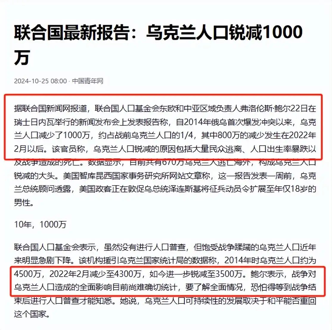 综合网上信息，乌克兰战后外逃1000万，剩余总人口3500万。乌东加克里米亚俄战