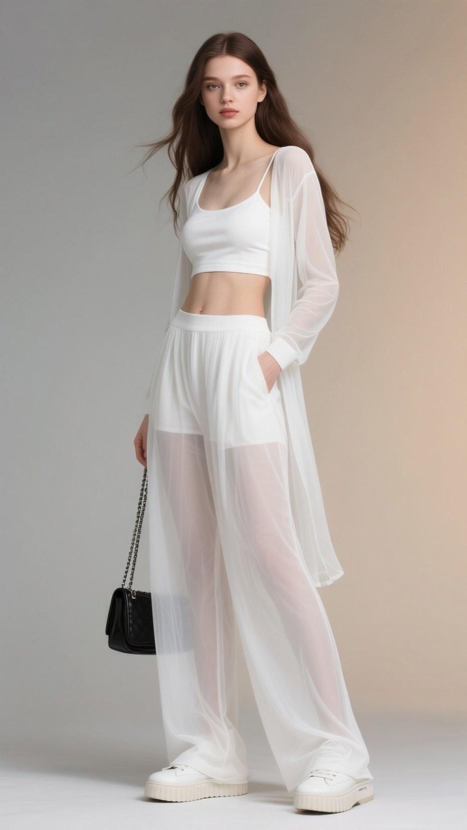 白衣飘飘，步履轻盈。时尚穿搭