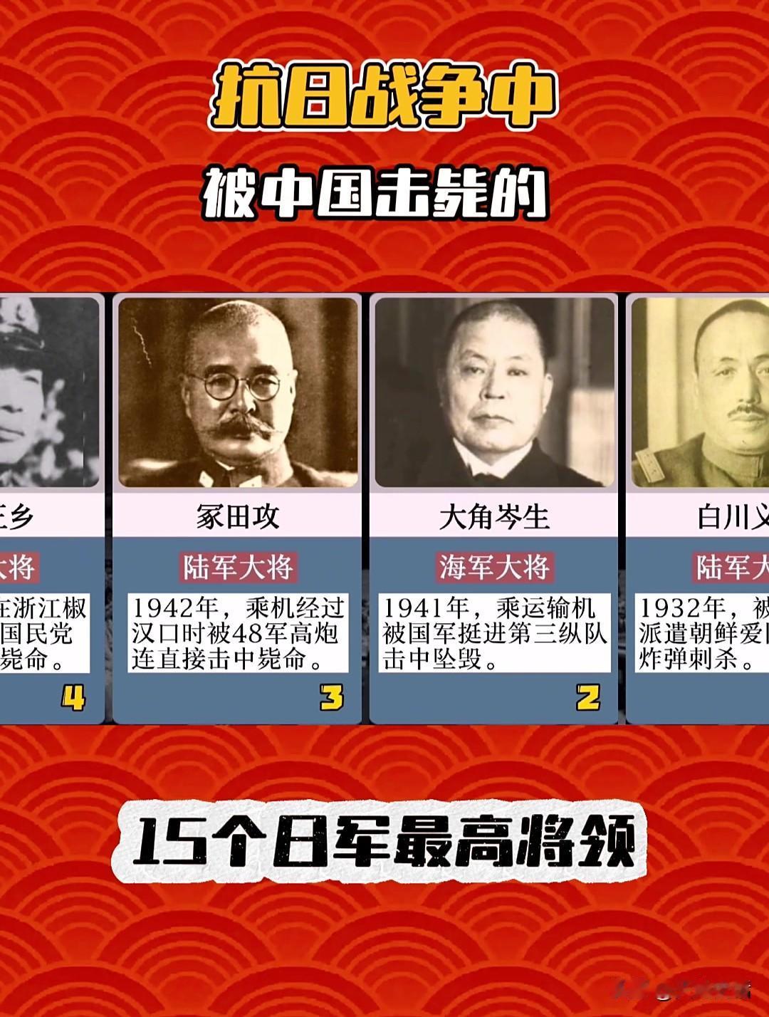 抗日战争时期，击毙的日军将领

最早击毙：
林大八少将，1932年，淞沪抗战。