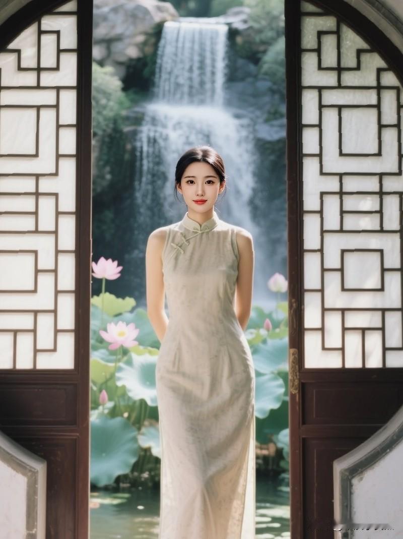 “穿越时光的古典美，落花流水间，遇见你”，这样的老师你喜欢吗？又纯又欲的女生，究