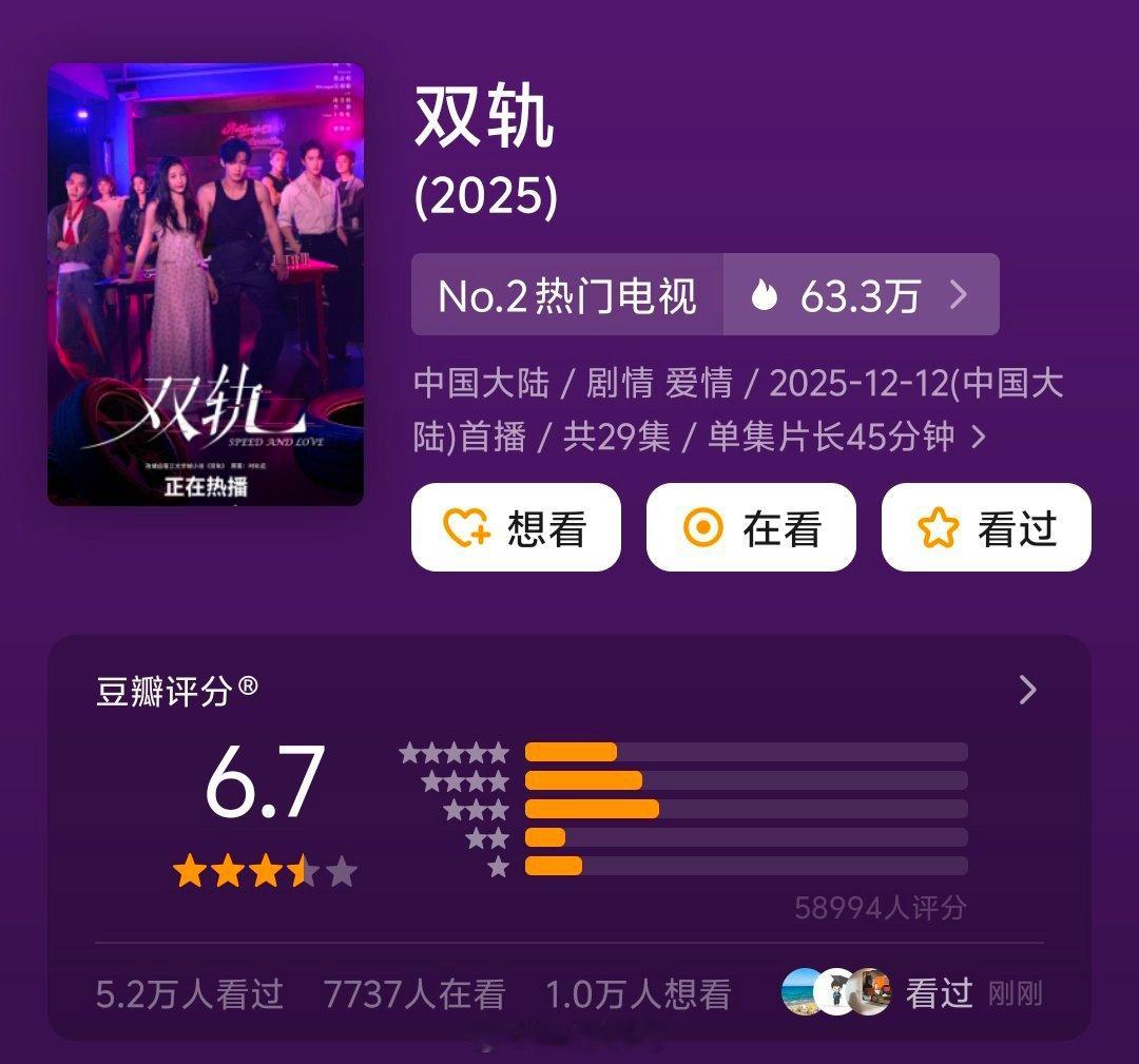 虞书欣 何与《双轨》开分6.7 