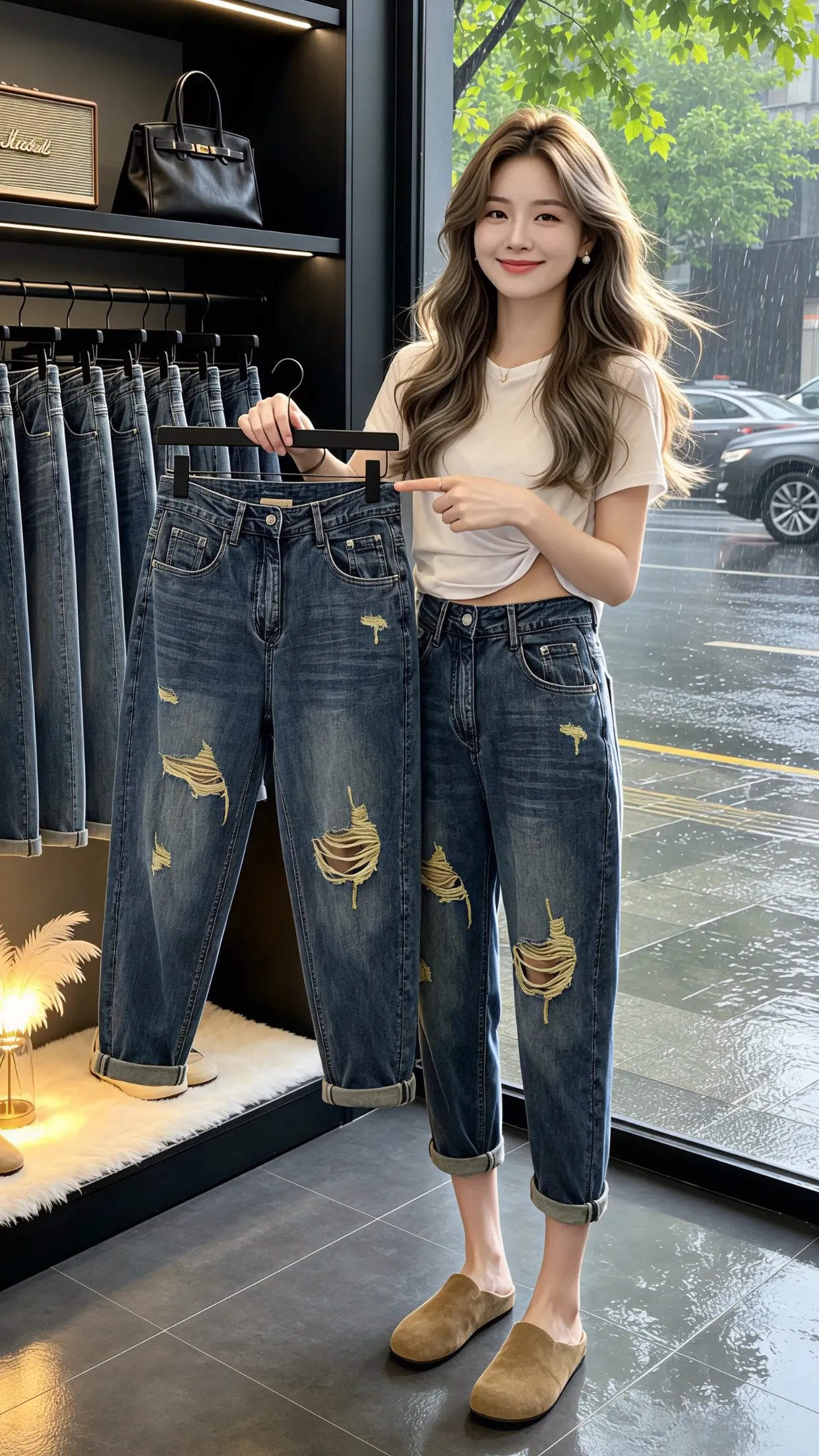 夏季破洞牛仔裤搭配 怎么将牛仔裤穿出高级感 梨型身材必入牛仔裤 夏日牛...