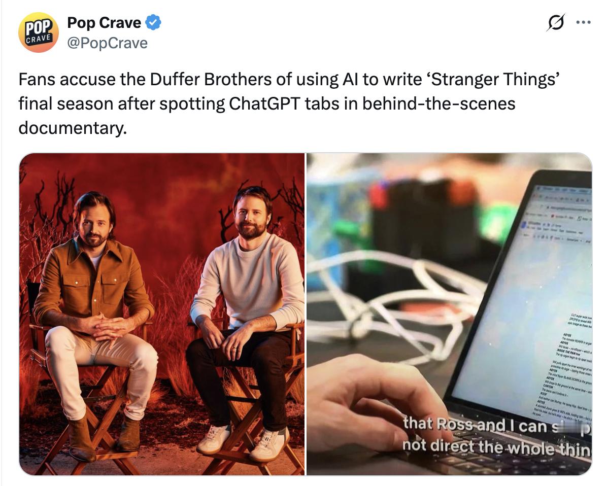 《怪奇物语》幕后纪录片释出引发网友吐槽：达菲兄弟承认第五季剧本没写完就开始拍大结