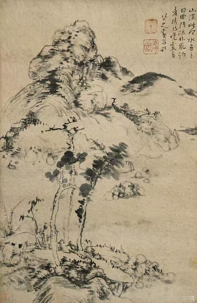 雅青秋之韵 题朱耷《古木幽亭图》苍松倚石伴幽亭，远岫空蒙水墨轻。咫尺江山藏逸趣，