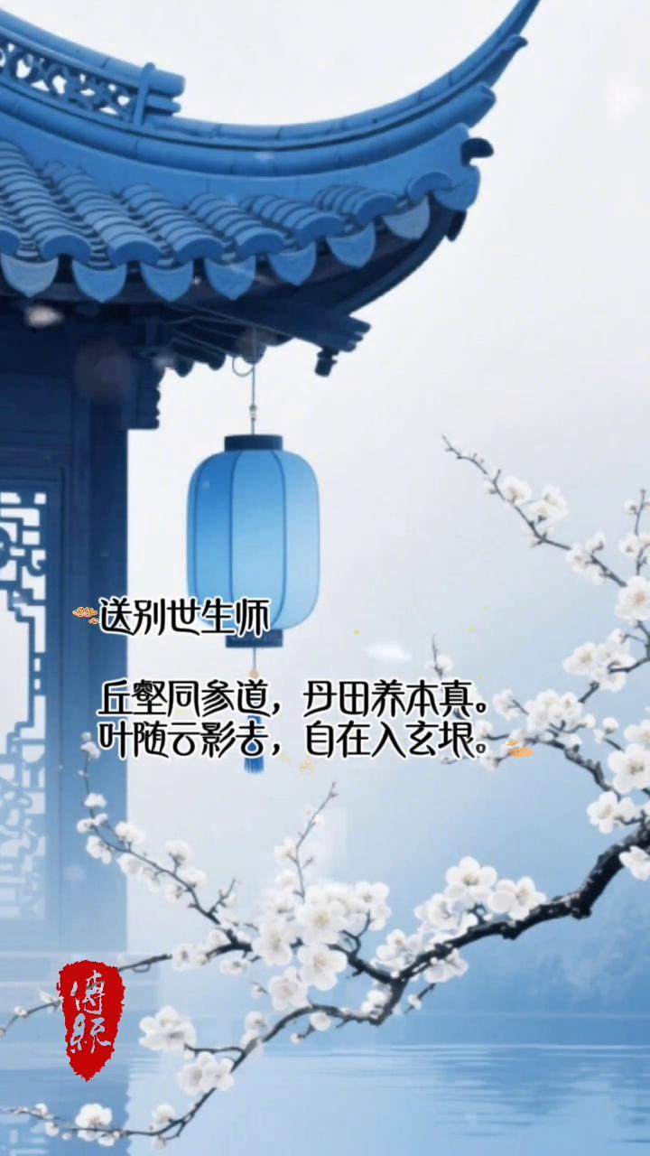 送别世生师。
丘壑同参道，丹田养本真。
叶随云影去，自在入玄垠。