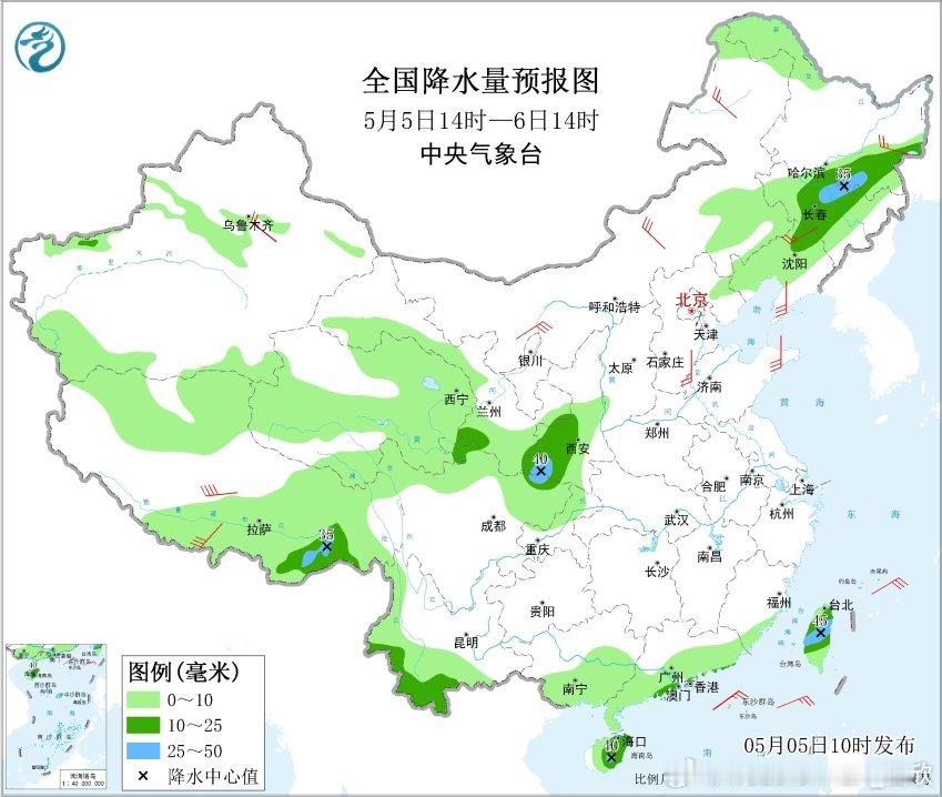 【降水和干燥】今天白天我国降水稀少，相对明显的降雨主要出现在广东。斗门、珠海、上