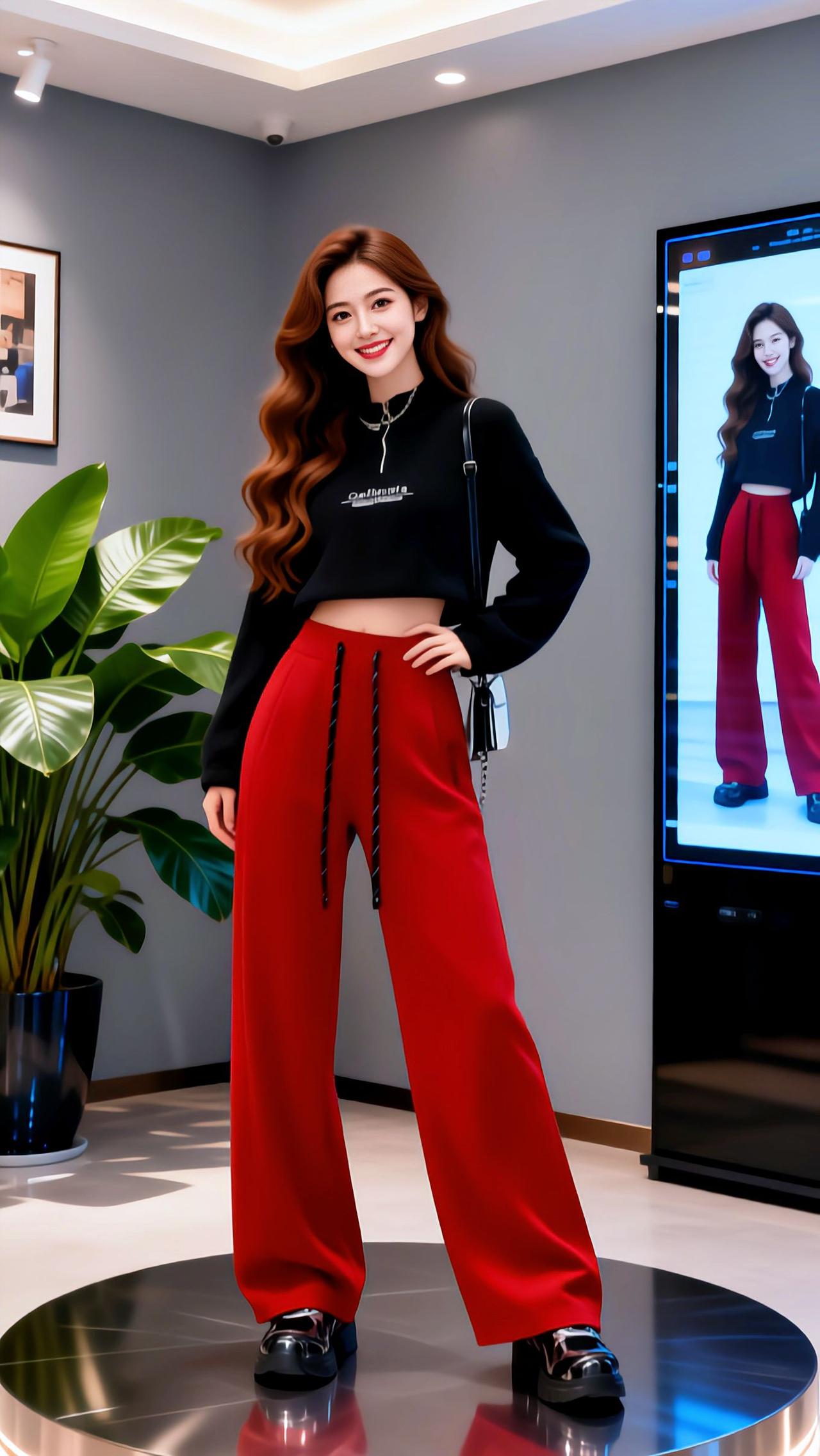 大码时尚 氛围感穿搭 复古阔腿裤 ootd每日穿搭 穿出你的时尚你的感觉