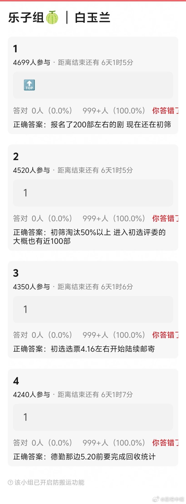 白玉兰 🍉：已经开始进入初选，共报名200多部，约100部进入初选，预计5月2