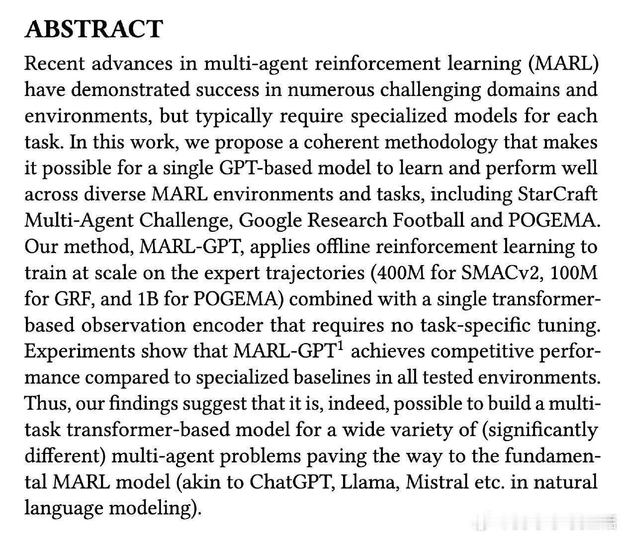 [LG]《MARL-GPT: Foundation Model for Mult