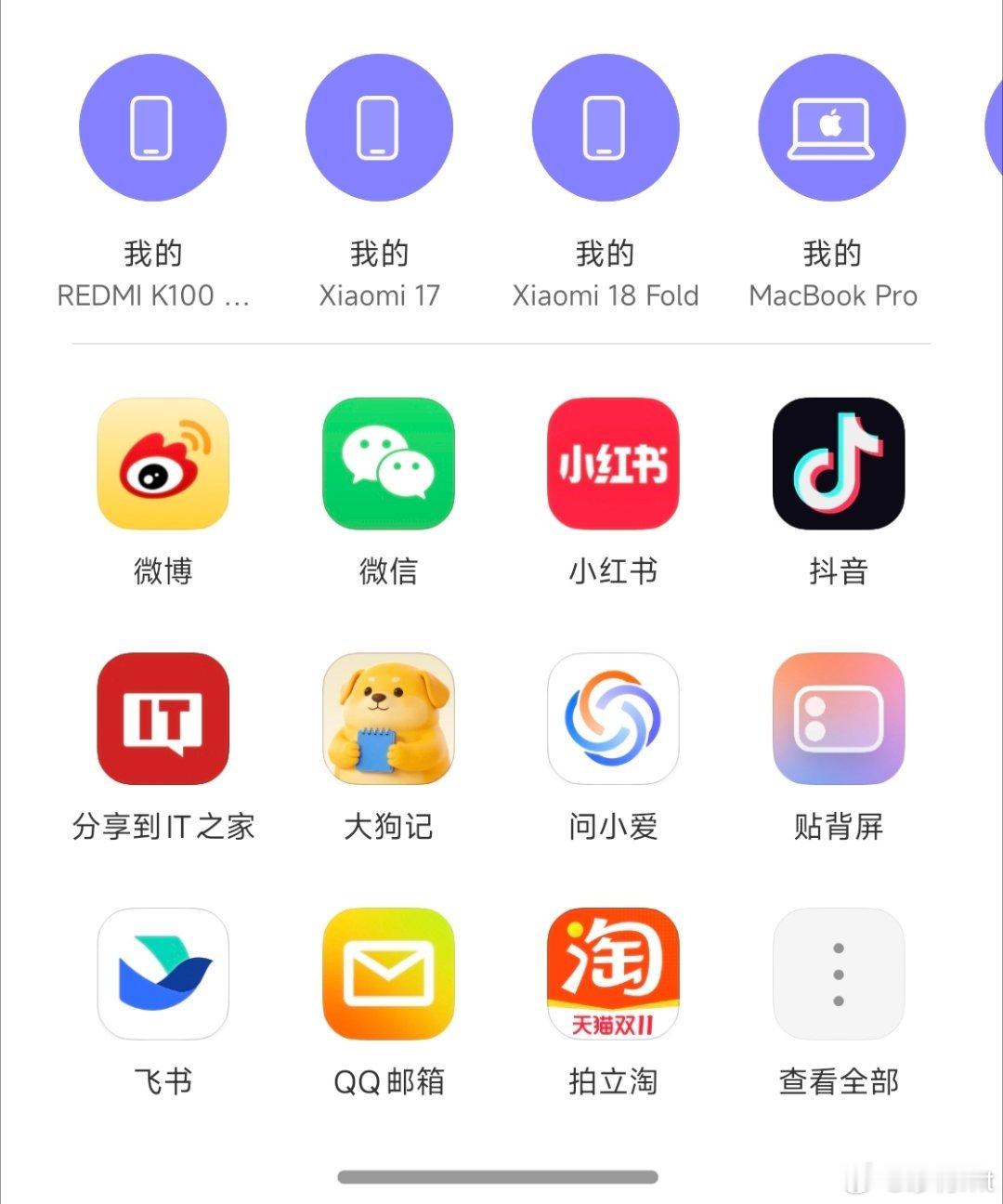 小米澎湃OS4 分享小改版了一下：·修复了OS3分享自动排序算法失效的问题·新增