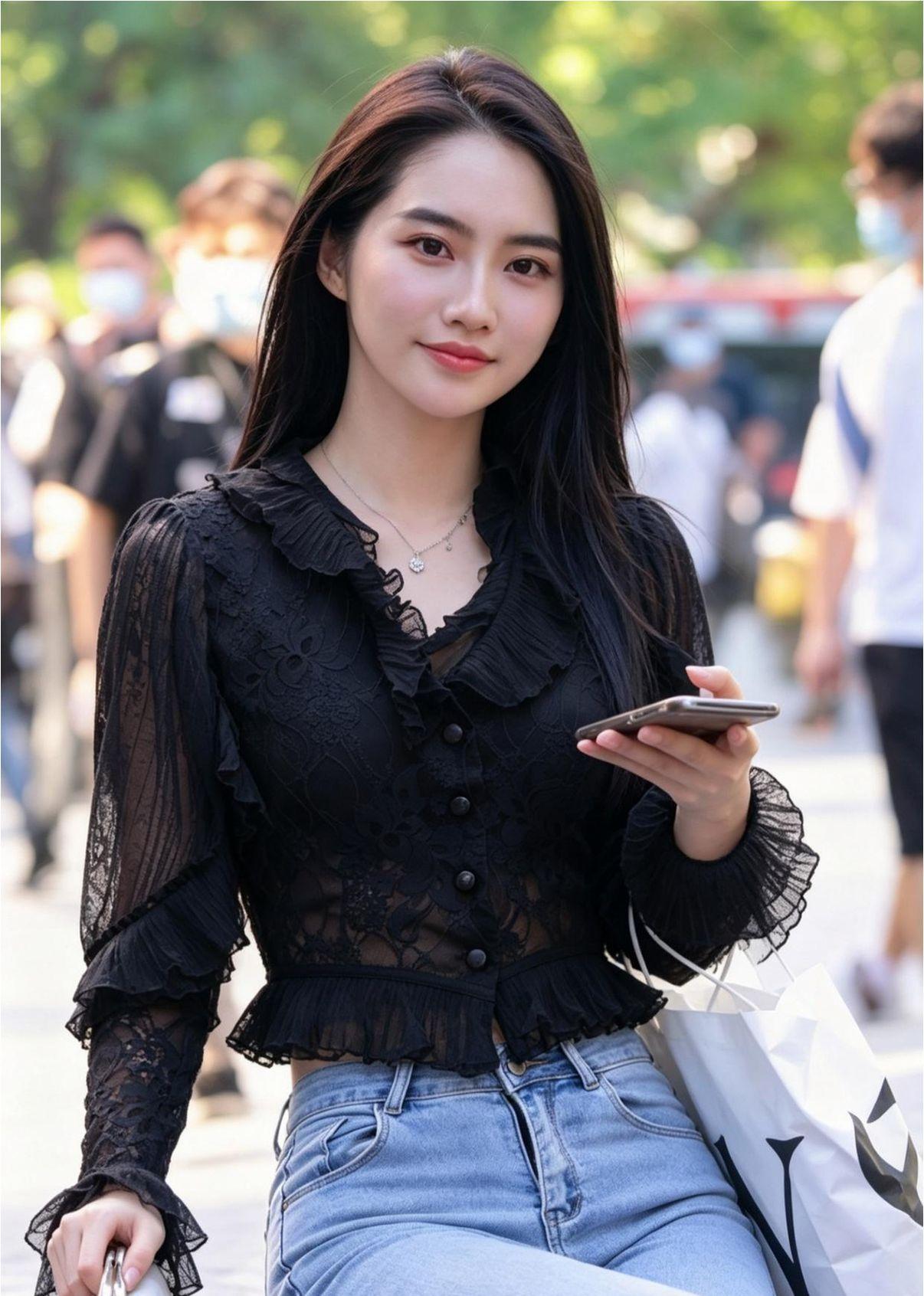 很多人总觉得柔媚的蕾丝和随性的牛仔是两种完全割裂的风格，混搭只会违和突兀，可真正