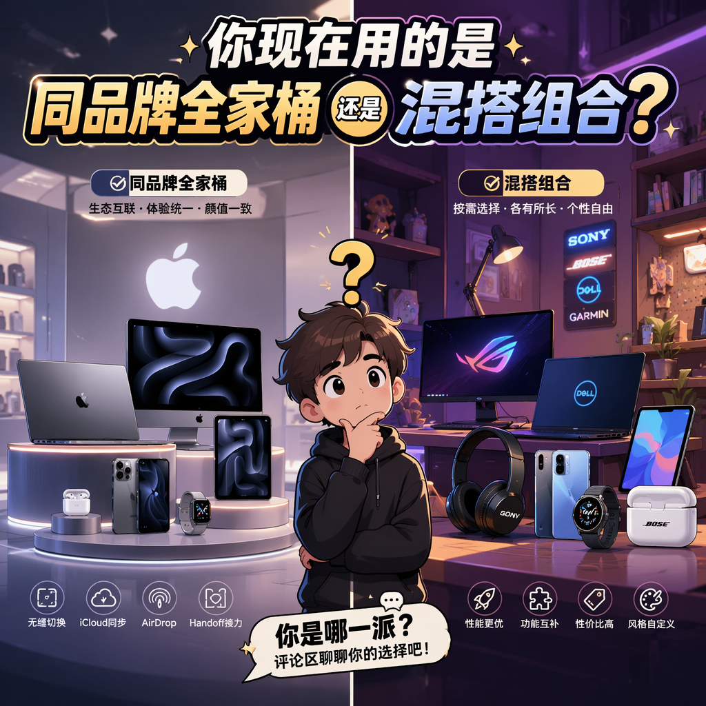 数码全家桶必须用同品牌么 以前确实得同品牌，不然传个文件都费劲,现在互传、跨端协