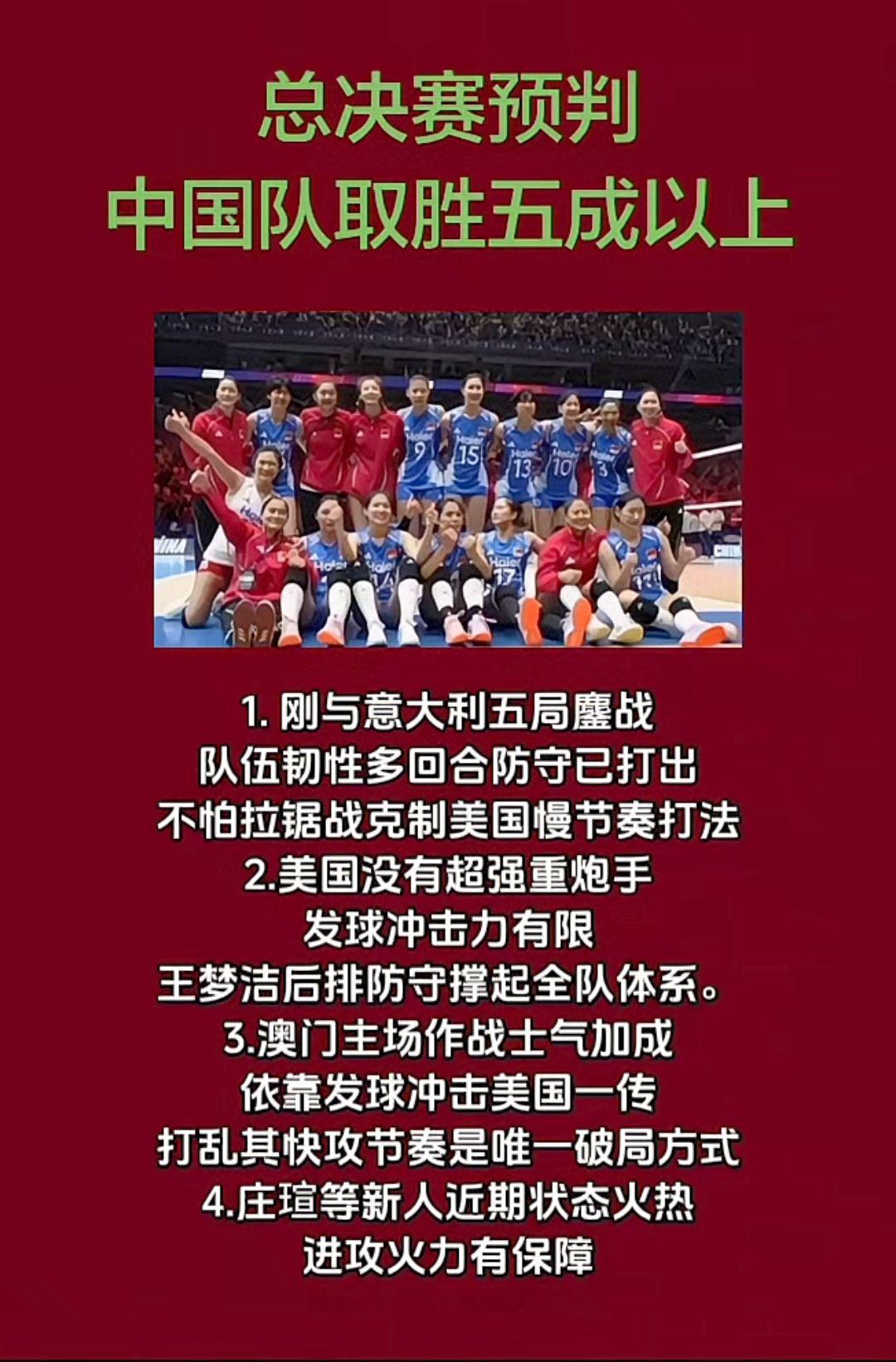女排
总决赛预测！