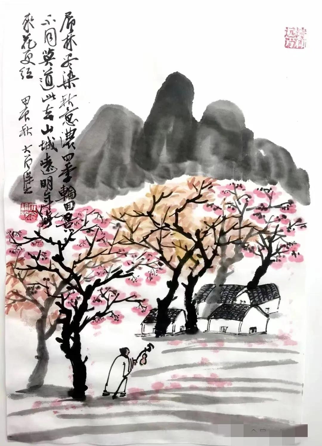 层林尽染秋意浓，四季轮回景不同。
莫道此去山城远，明年春来花更红。