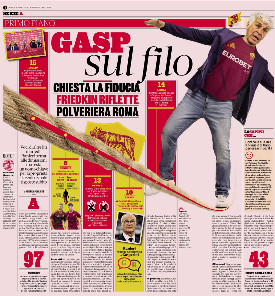 米体Pugliese继续报道加斯佩里尼vs拉涅利之争，这篇描述了很多细节：双方再