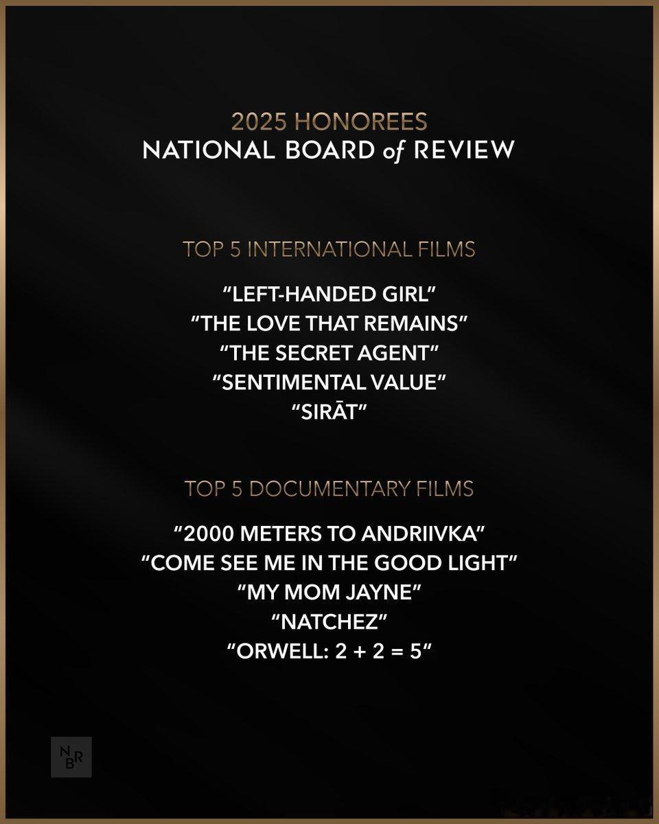 2025年美国国家协会奖年度五佳国际影片：《左撇子女孩》《留存的爱》《密探》《情