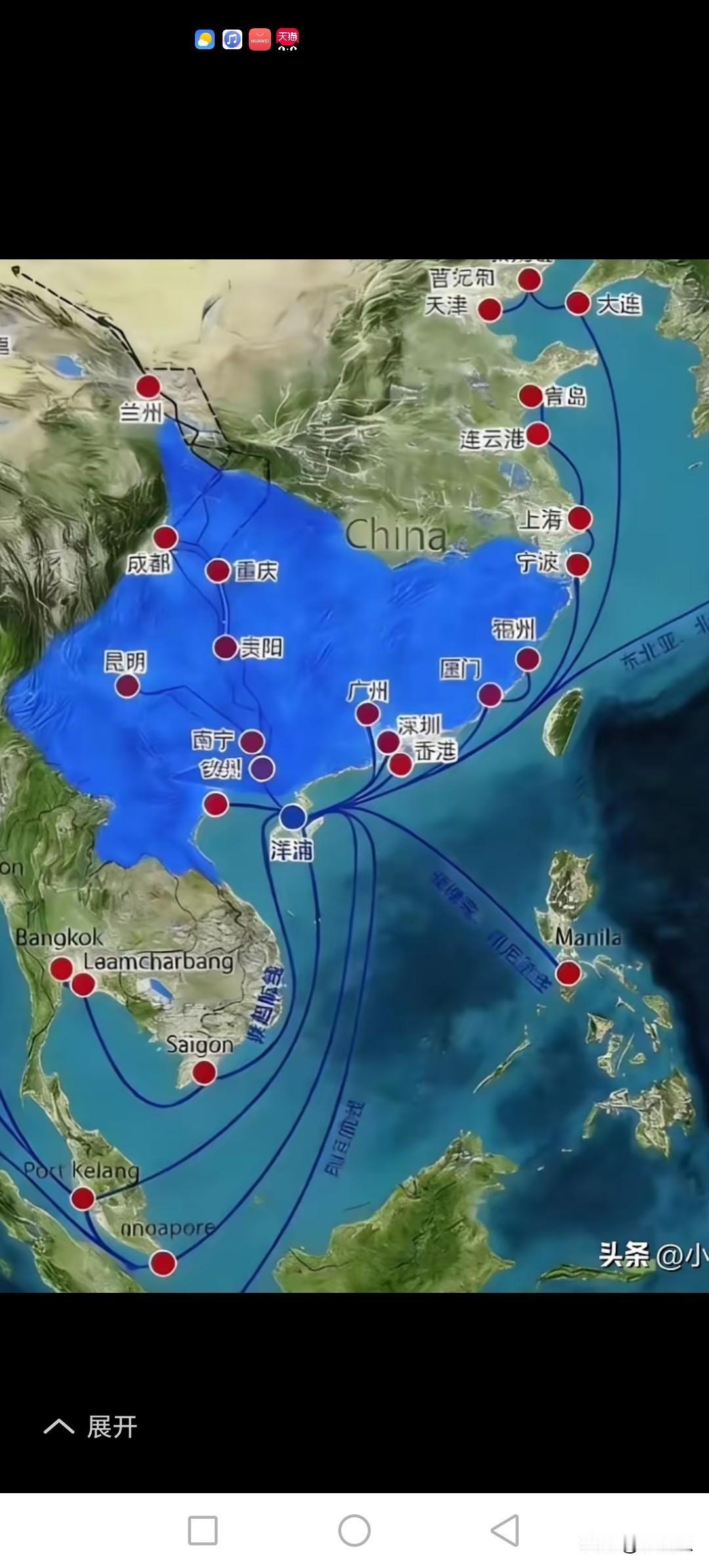 海南这图一出，世界的中心。
比珠三角位置更牛掰。
武汉也是一样，可以搞外围好几环