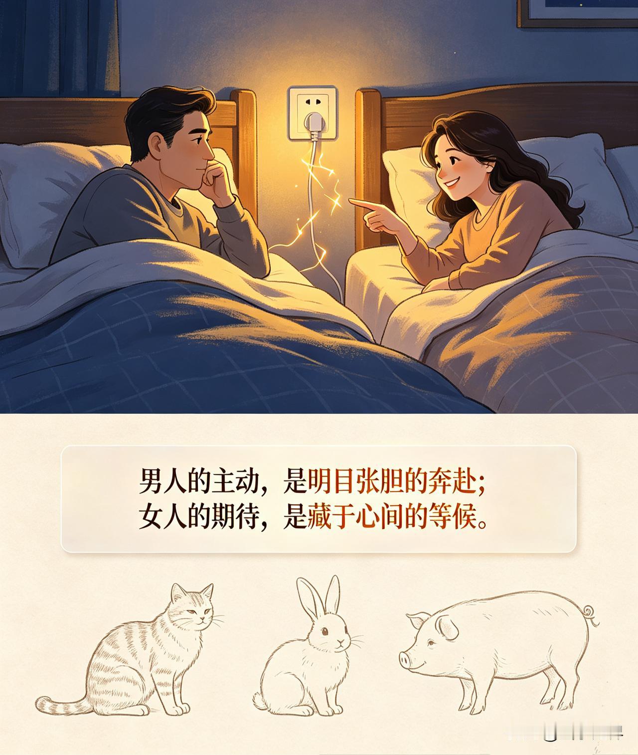 夜深人静，万物沉寂，一对夫妻躺在床上依偎闲谈。丈夫忽然感慨发问：为什么人世间，总