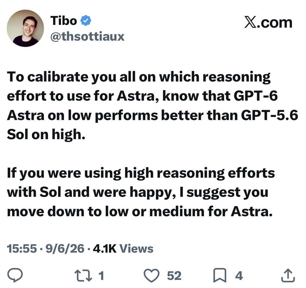 🚀 GPT-6 Astra Low > GPT-5.6 Sol High
GP