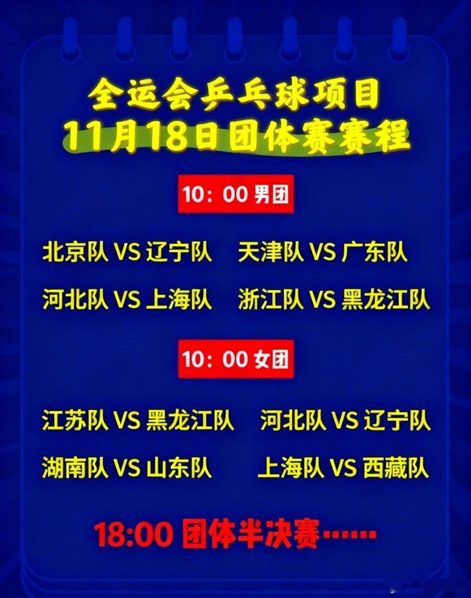 2025年全运会乒乓球男团八强对阵和赛程已经出炉，咱们来看看具体情况：1️⃣八强