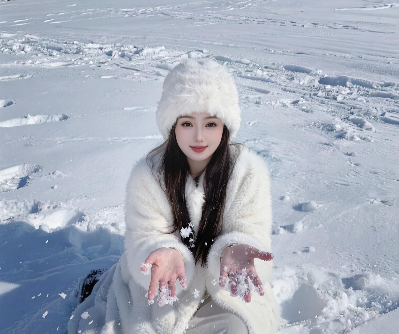 今天出门时，风里还带着点清冽的凉意，我裹紧了身上的白绒外套，踩着雪往前走，脚下发