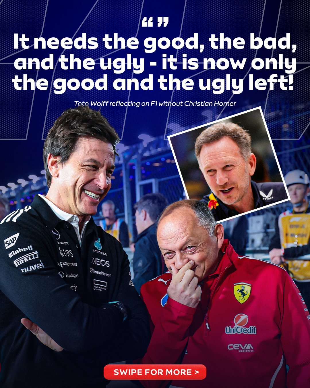 据天空体育报道：托托・沃尔夫否认自己曾试图阻止克里斯蒂安・霍纳重返 F1 赛场梅