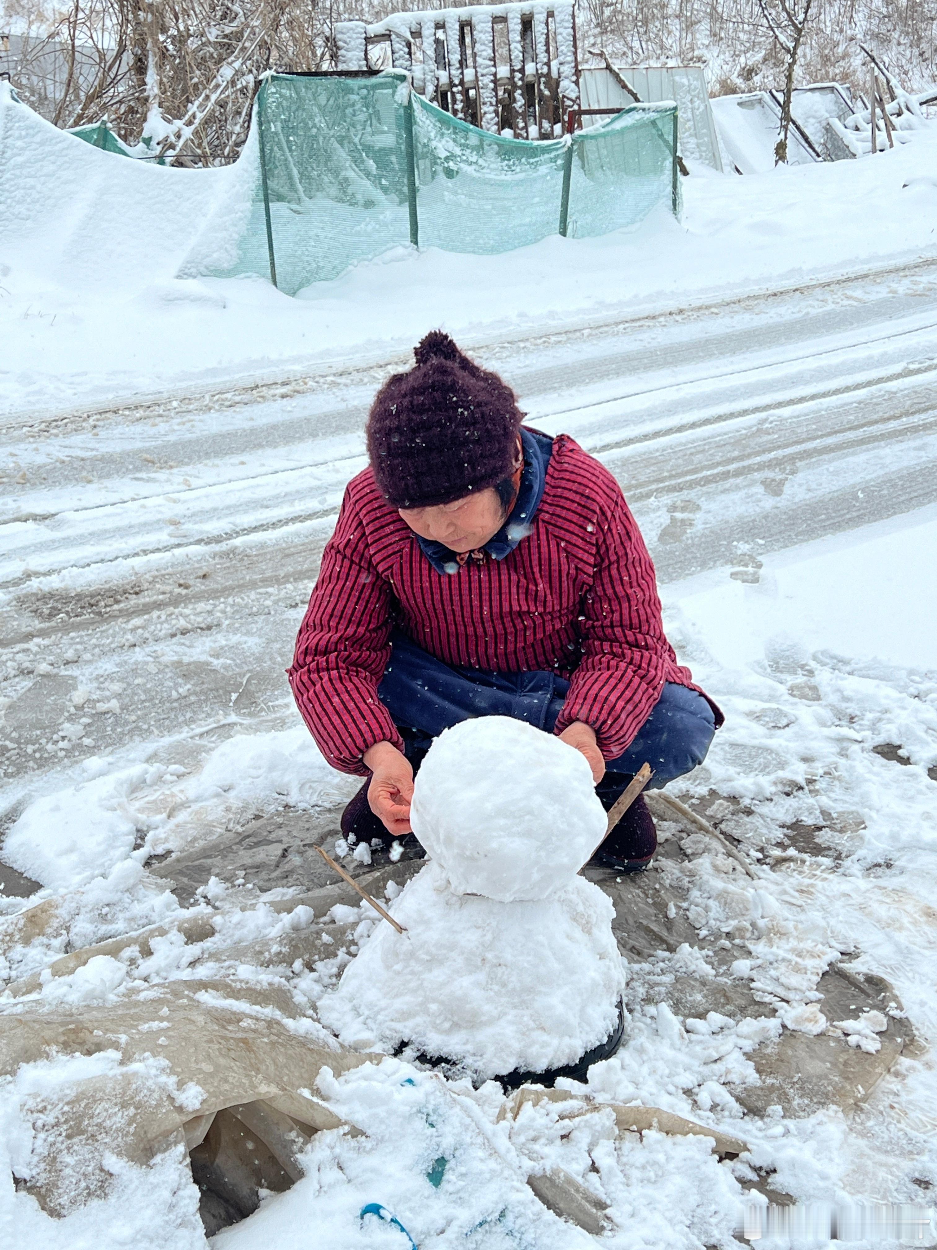 乡村日记05雪下的好大的那天，我在门口堆雪人（p5），奶奶说她也要堆一个（p4）