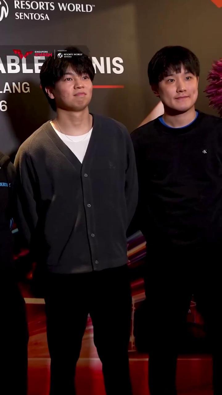 wtt新加坡大满贯2026张本智和 260221WTT欢迎晚宴小视频中，张本智和