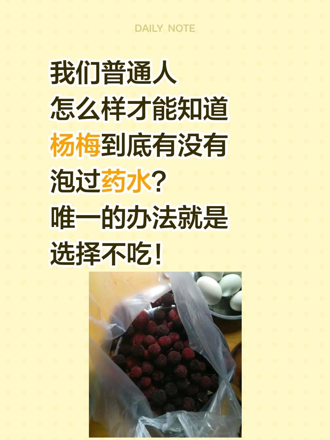 如果我不懂，我就选择不吃杨梅！我们普通人怎么样才能知道杨梅到底有没有泡过药水？