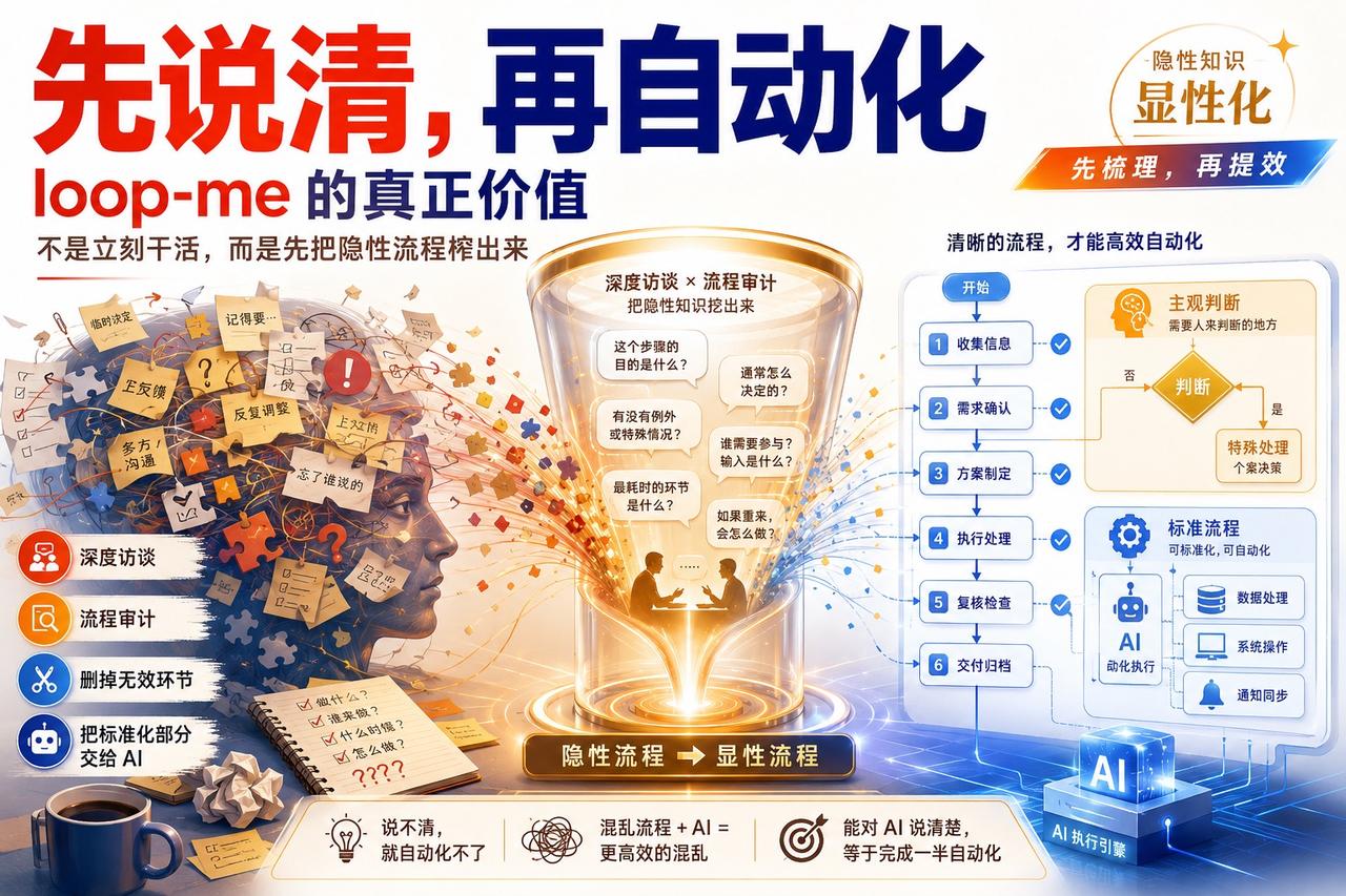 【/loop-me：在让 AI 替你干活前，先让它“审问”你】

很多人用 AI