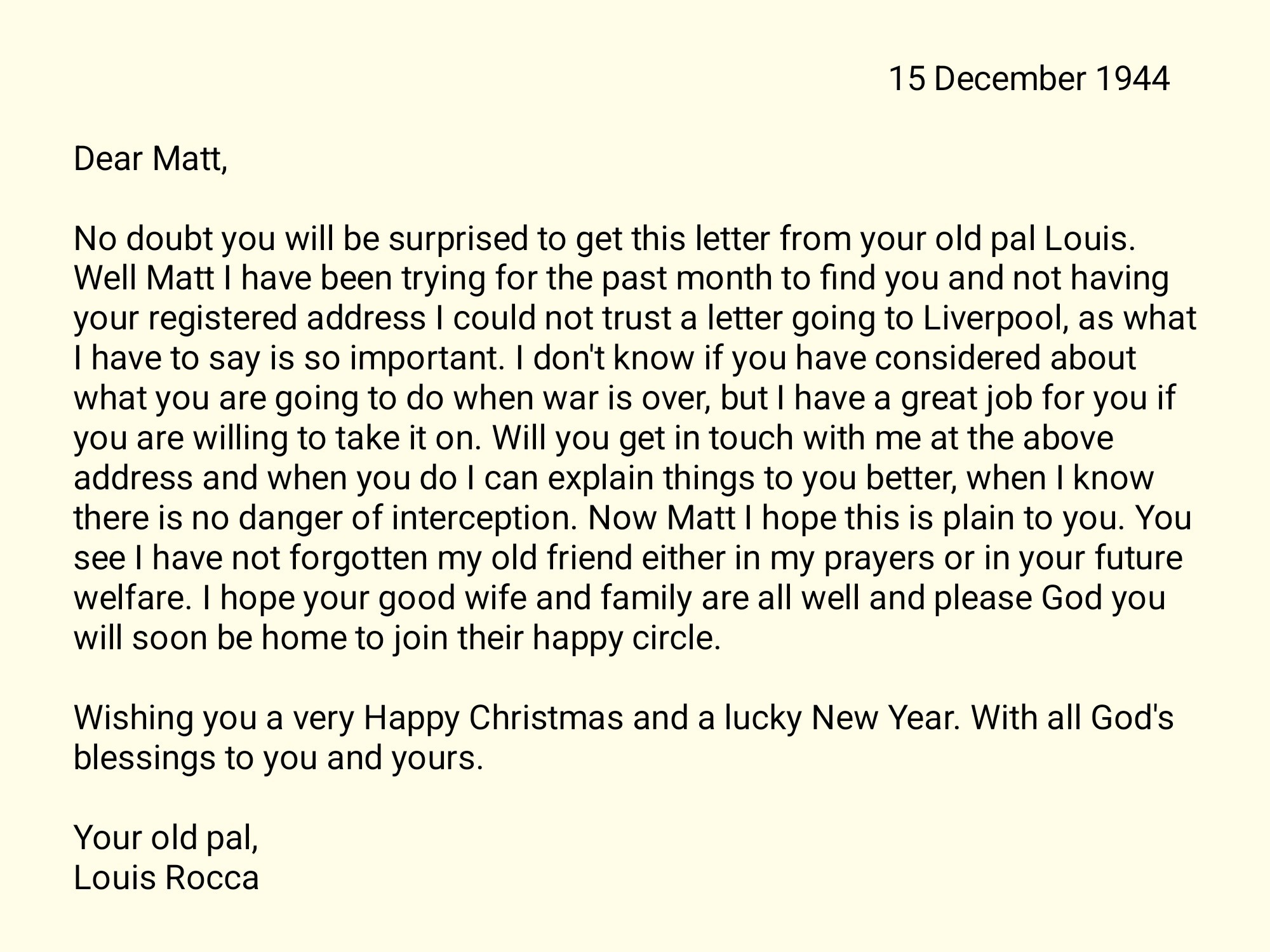 📝一封改变曼联青训历史的信📆八十一年前的今天，1944年12月15日，路易斯