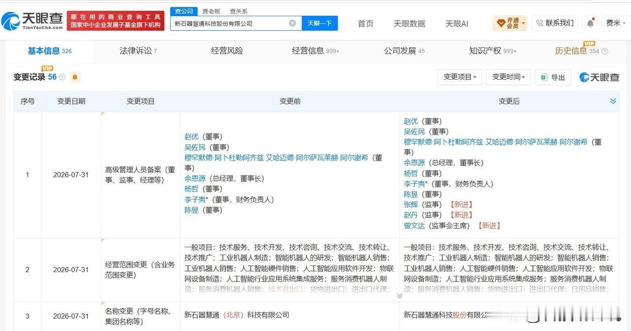 【新石器无人车变更为股份公司 新石器无人车完成更名】
天眼查App显示，近日，新