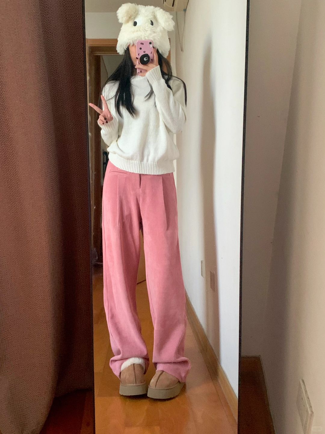 158/105微胖梨形~粉色灯芯绒太适合冬天啦🥰