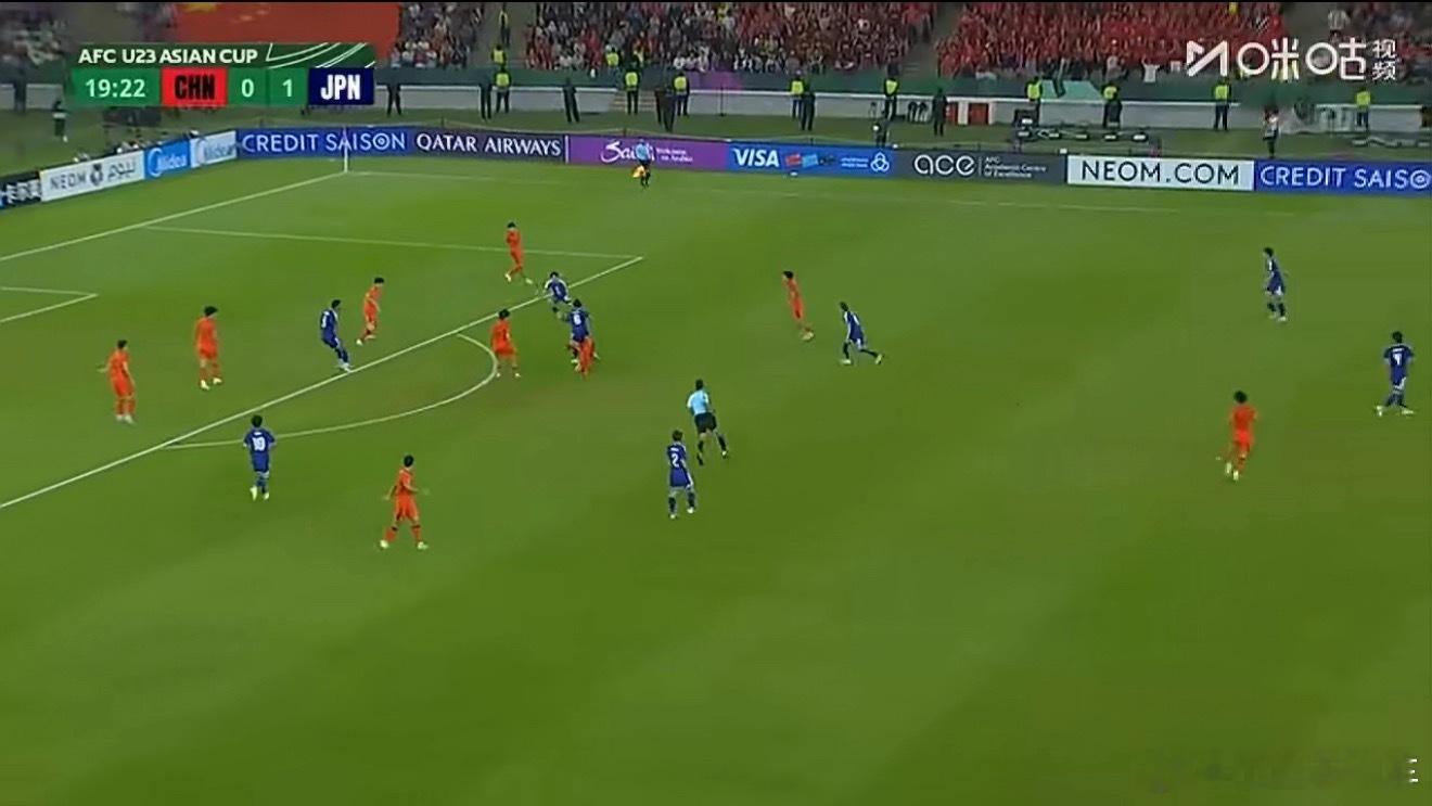 U23国足vs日本踢的很吃力很正常，日本足球⚽本来就是准一线的世界强队，能进决赛
