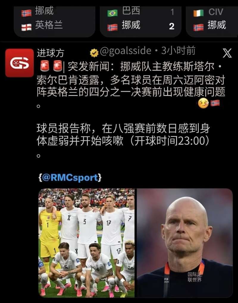 世界杯挪威队出现聚集性发热，赶紧上报疾控 