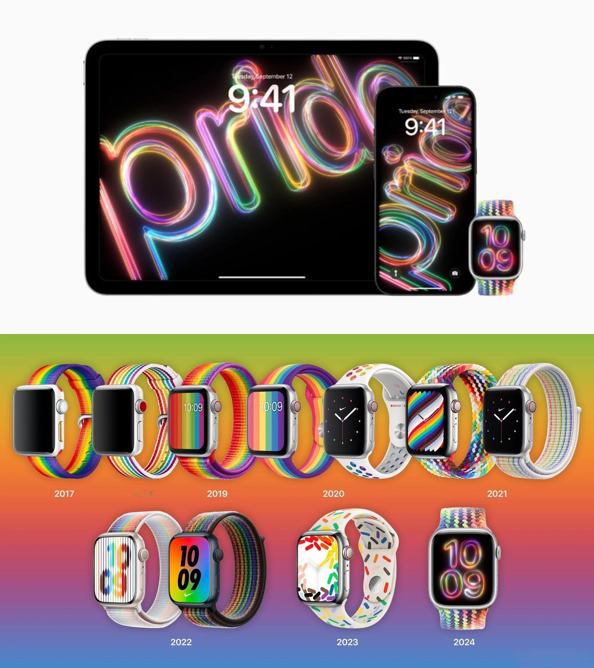 苹果历年Apple Watch的彩虹表盘和表带，朋友们更喜欢哪一个？[揣手]我觉