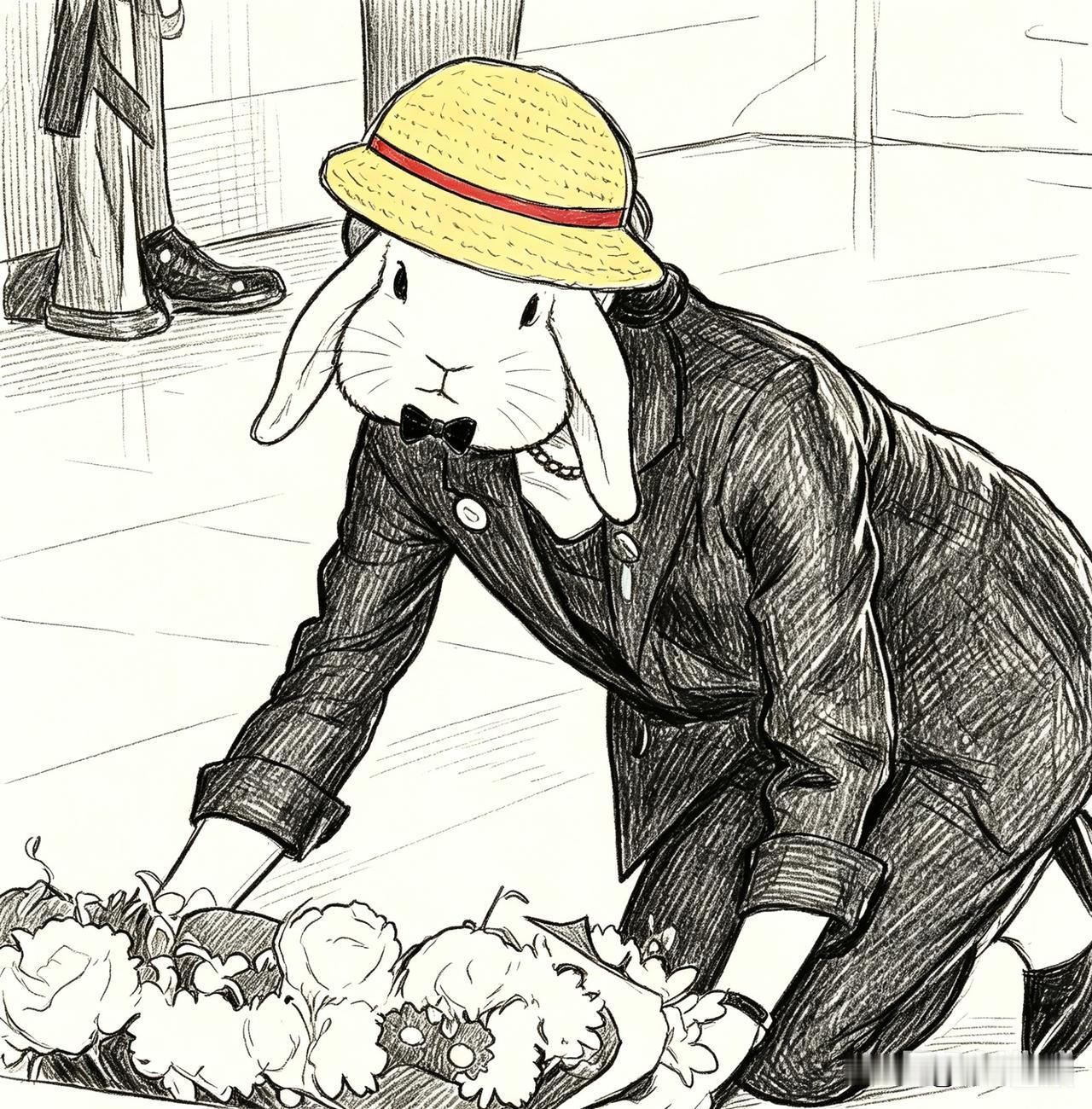 这一跪
 
兔子戴帽装谦卑，
澳洲墓前跪成堆。
二战血债全回避，
西方面前献谄媚