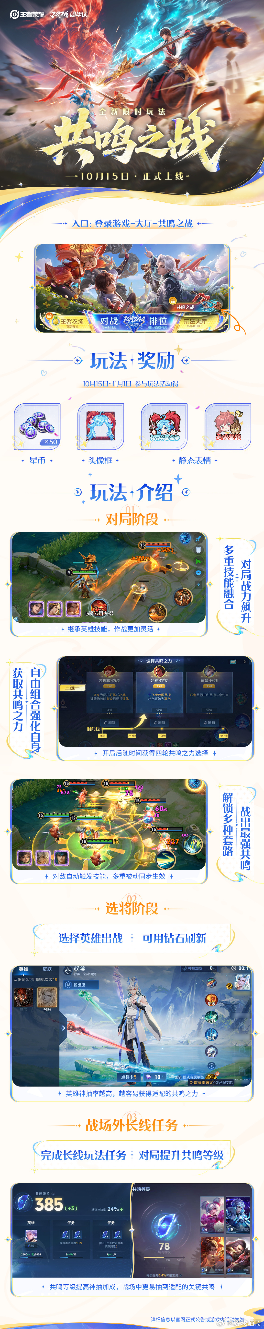 王者周年庆全新玩法【共鸣之战】10.15正式上线！多重技能自由组合，解锁各种神仙