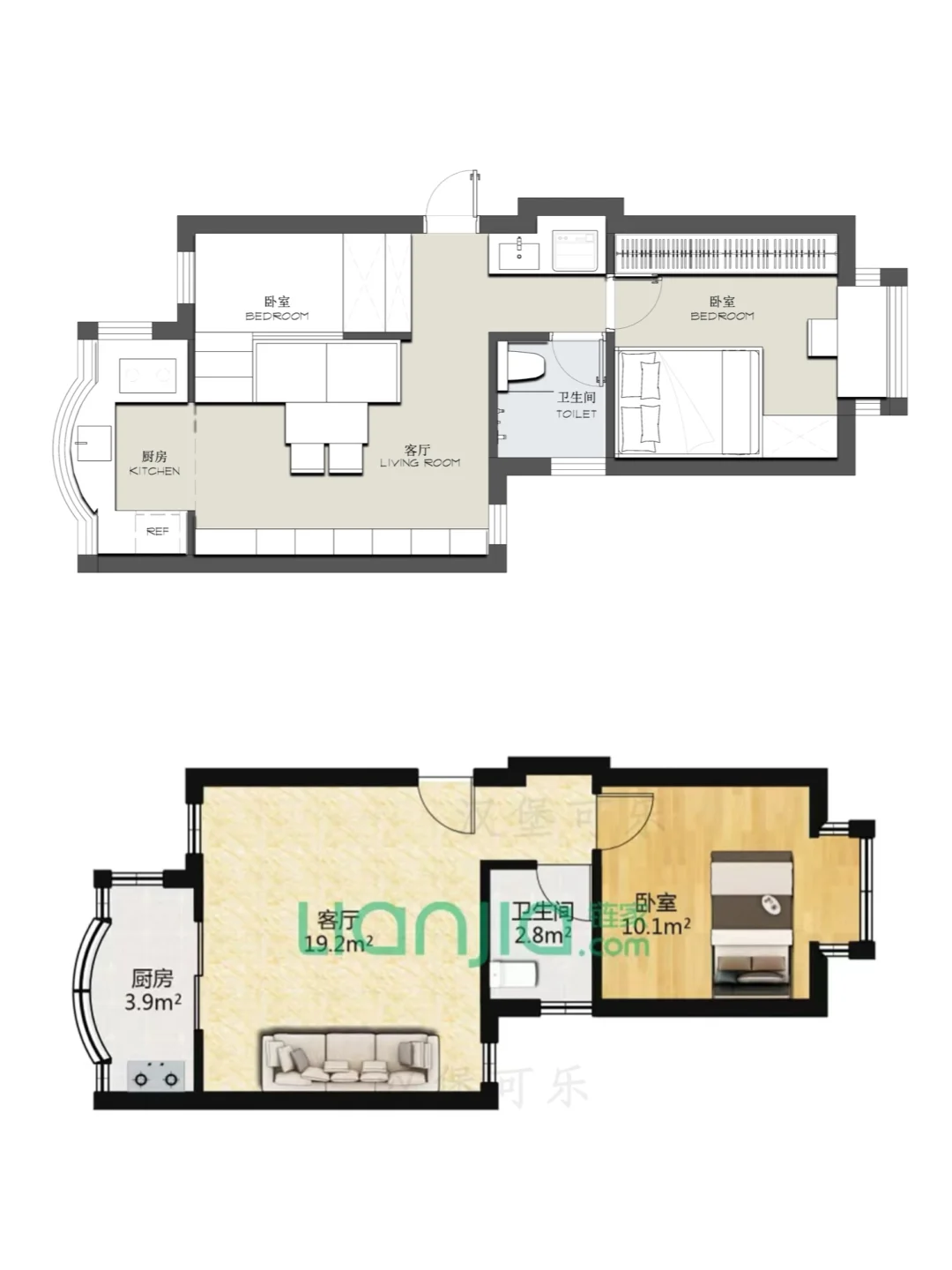 户型优化/两居室平面方案设计