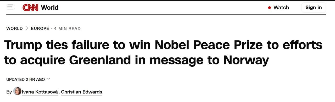 特朗普发短信给挪威总理：不给我诺贝尔和平奖，不再考虑和平
特朗普告诉挪威总理乔纳