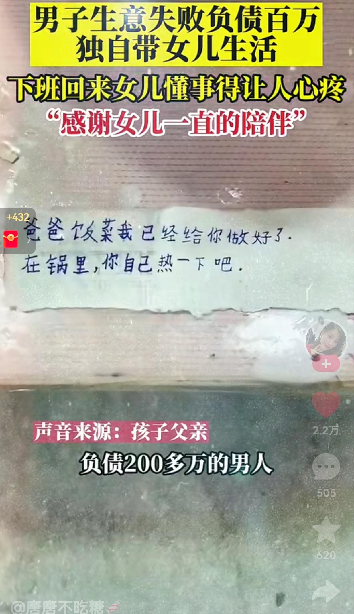 懂事的让人心疼！男子做生意失败，负债两百多万，老婆也跑了！只留下他和女儿相依为命