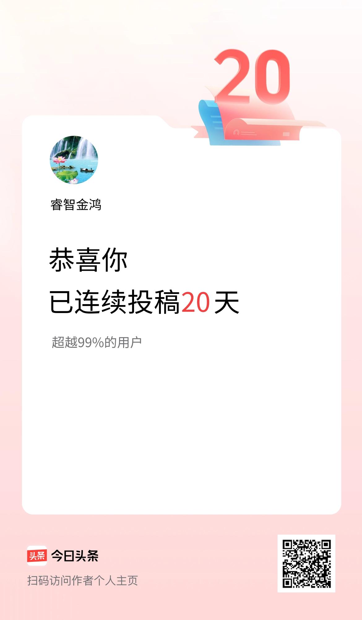 我在头条连续投稿20天