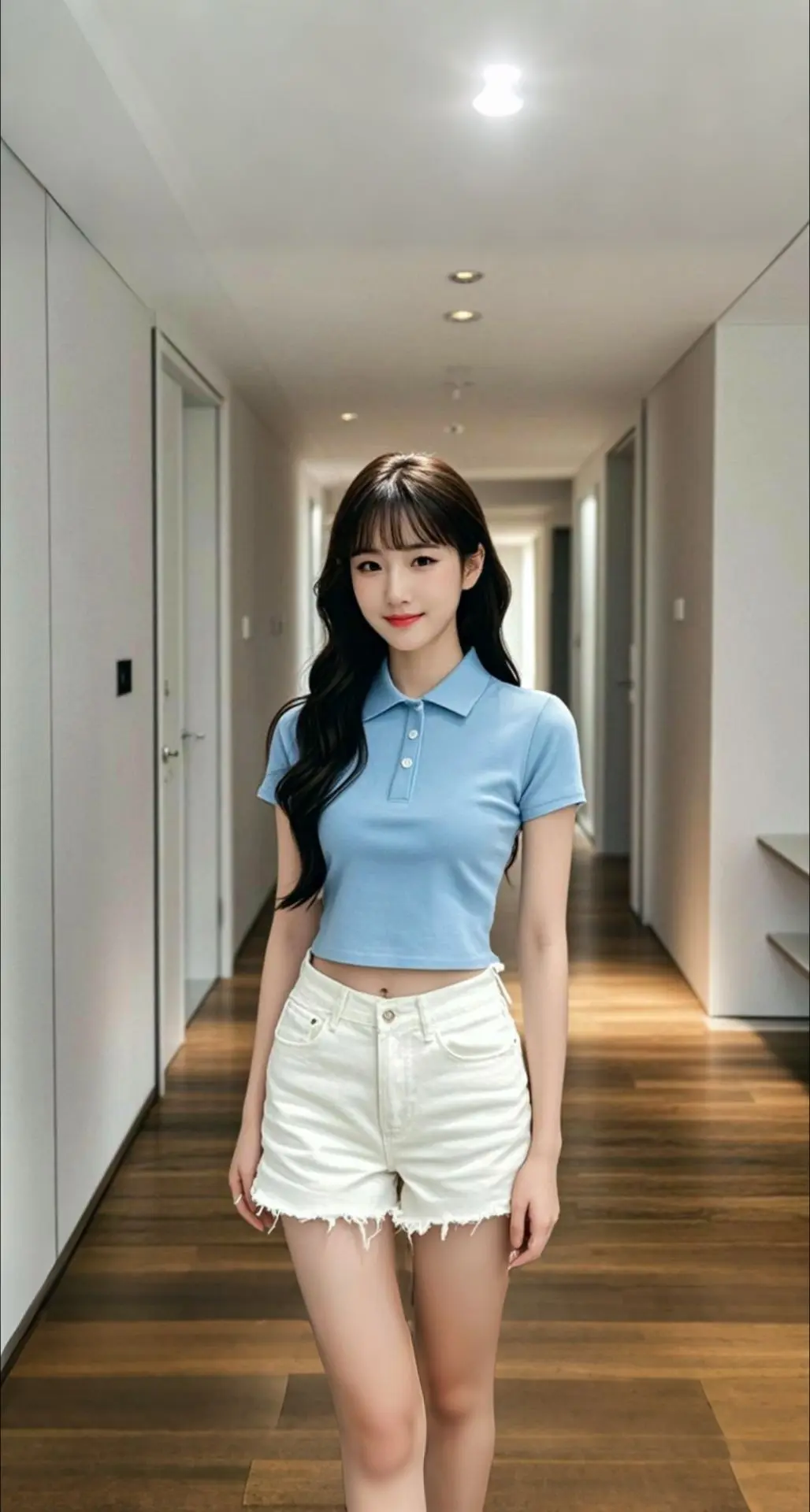 AI扩图 AI蓝衫倩影