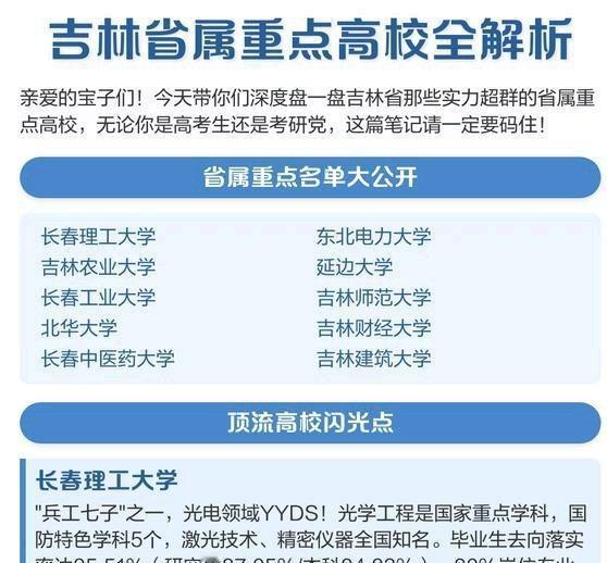 《🌾✨吉林省属重点高校全解析✨🌾 【省属重点高校盘点】 📌省属重点名单： 