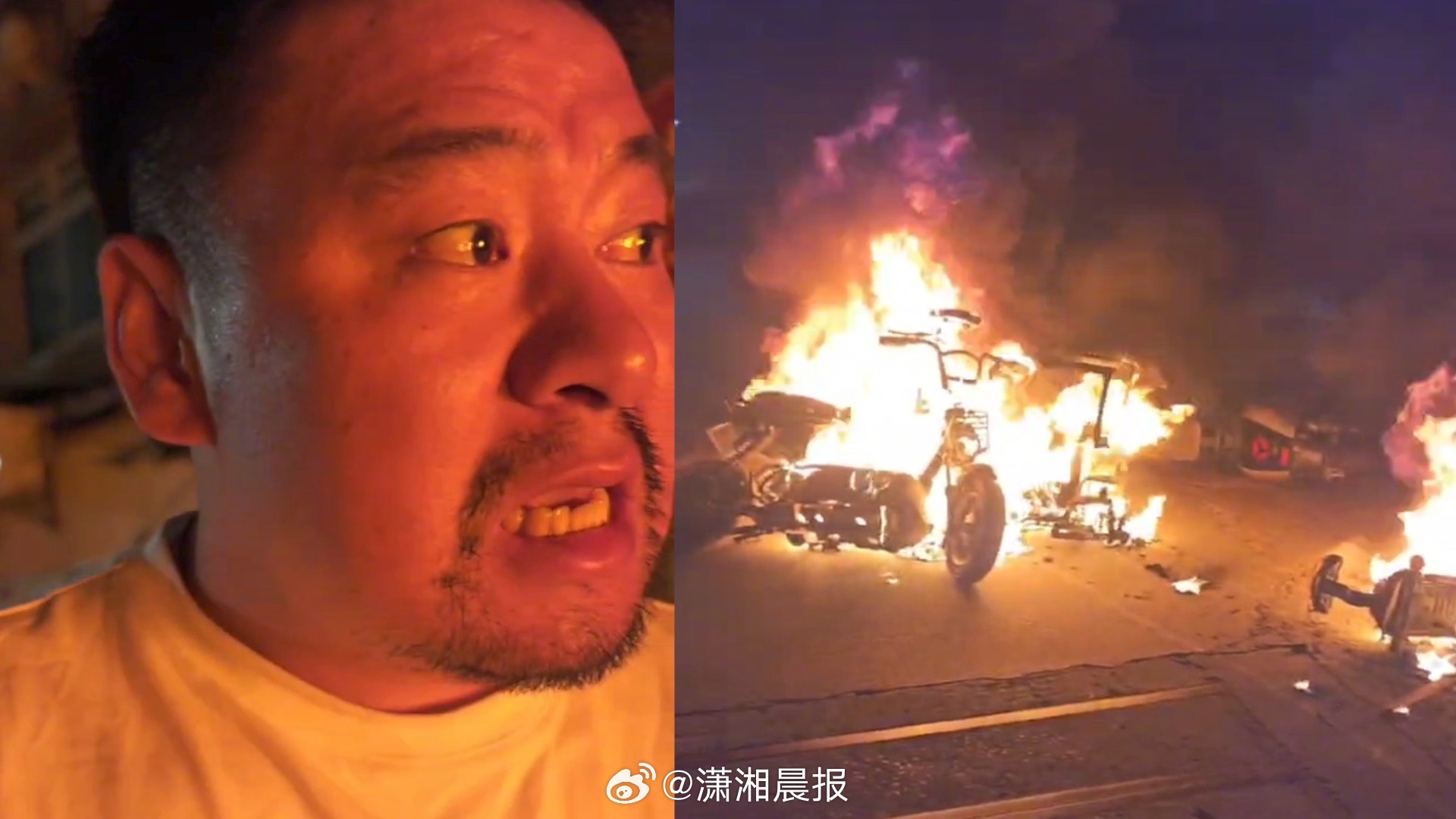#男子吃夜宵顺手救了一栋楼的人#【#男子凌晨遇楼边电瓶车着火冒险拖走#】近日，扬