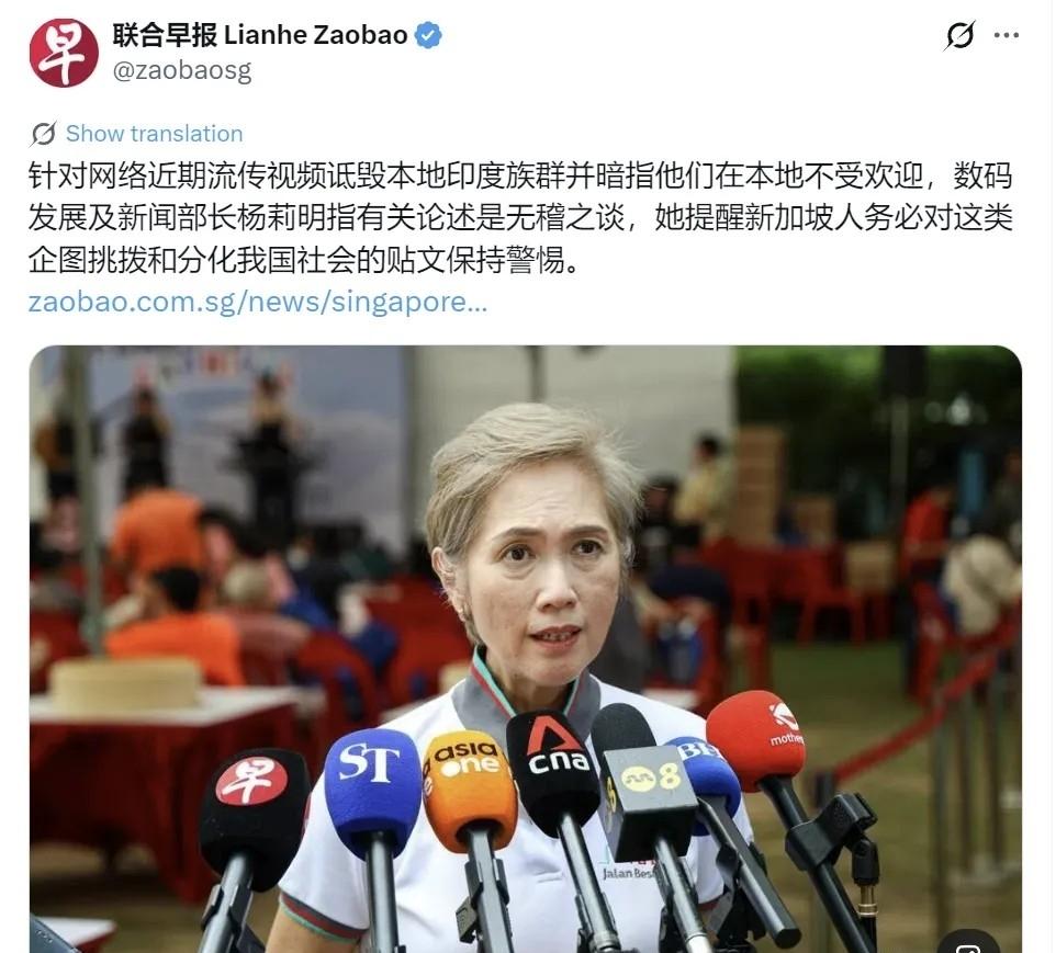 新加坡说我们挑拨离间，他们就是要多元化发展。

新加坡的多元文化，不是“嘴上说说