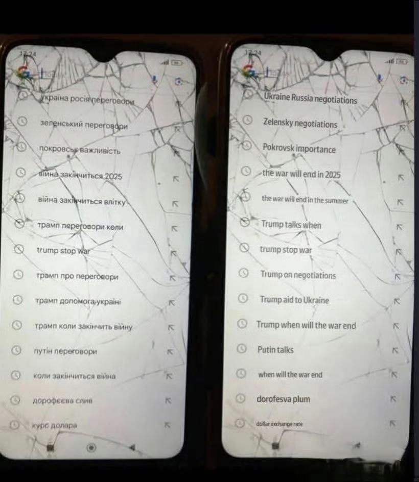 据说这是一个阵亡乌军士兵的手机，人们发现了他的搜索记录

其实代入一个人的视角，