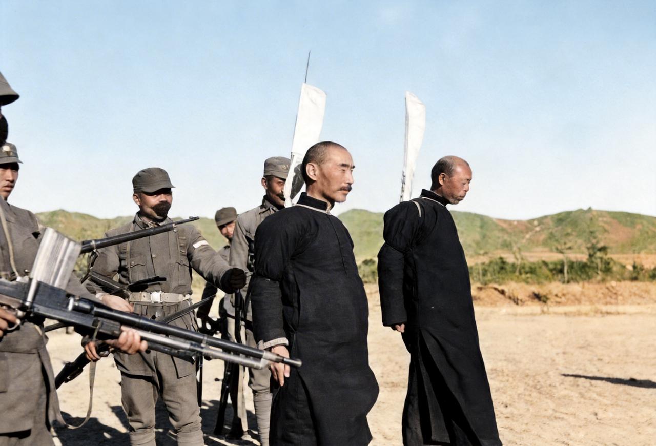 这是铁杆汉奸张家口市的伪市长、伪副市长韩广森与崔景岚被执行枪决。可是，两人被判死