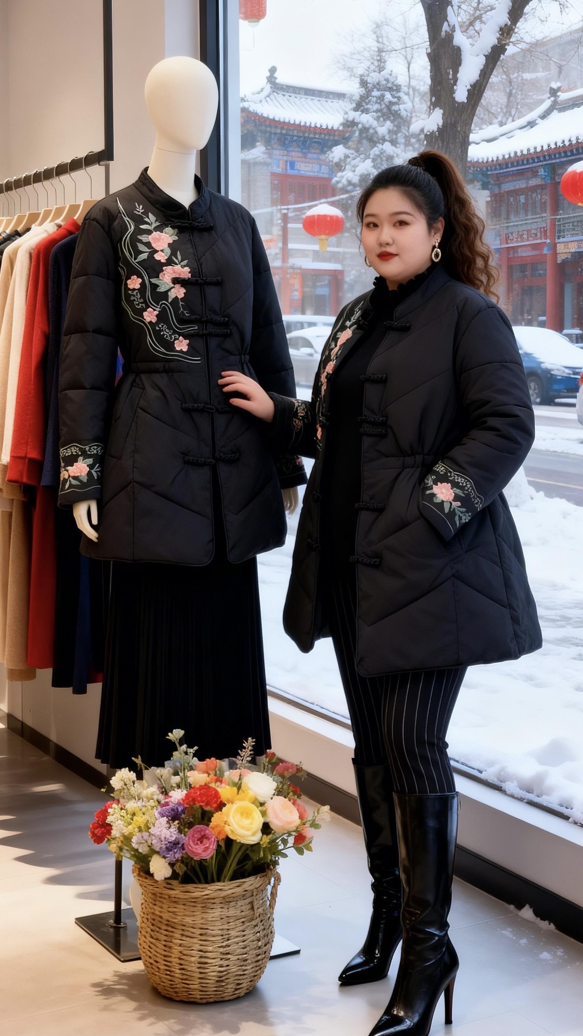 秋冬穿搭 保暖又好看一键入冬穿搭大码女装遮肉显瘦