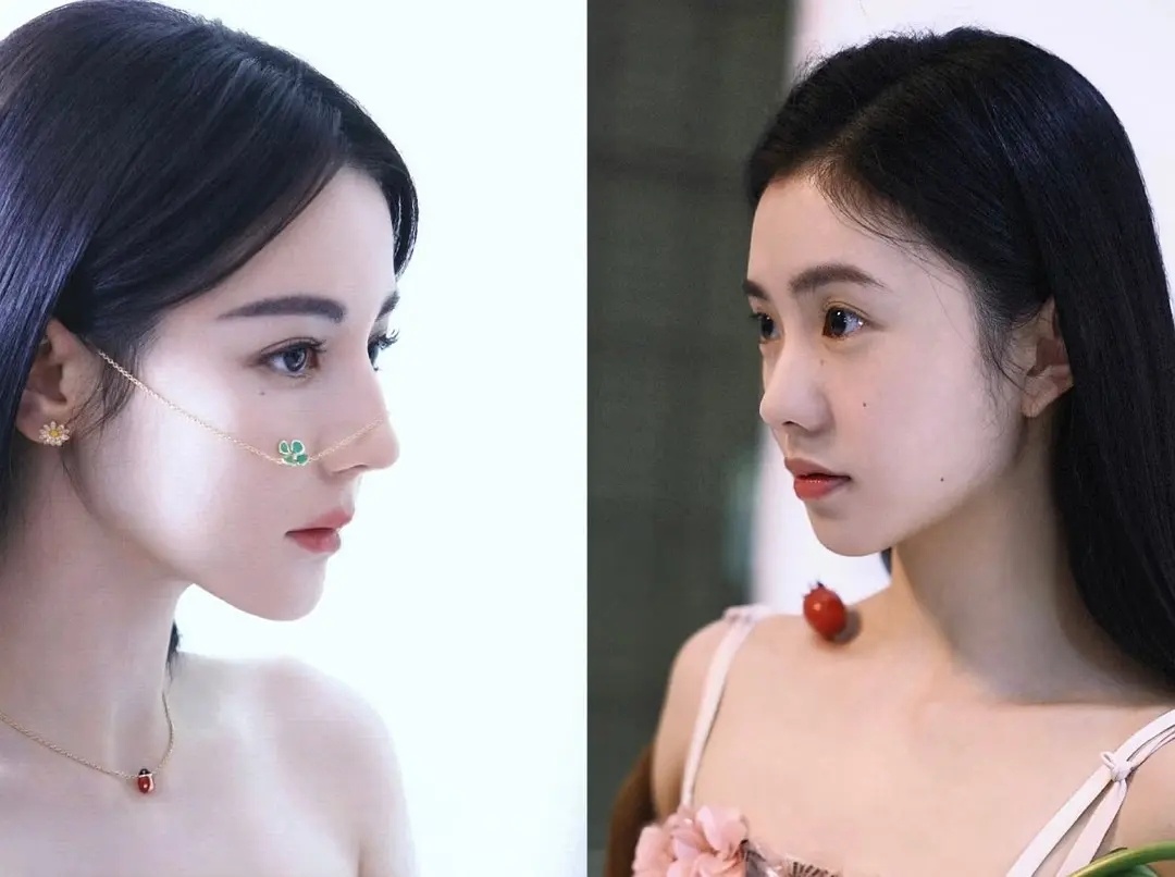 迪丽热巴和刘浩存，是不是浓颜和淡颜侧脸之巅！ 